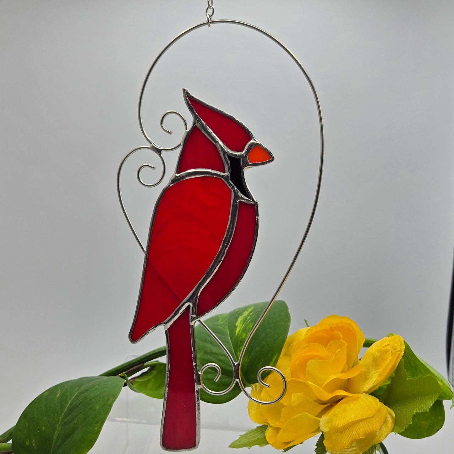 Cardinal Stained Glass Suncatcher