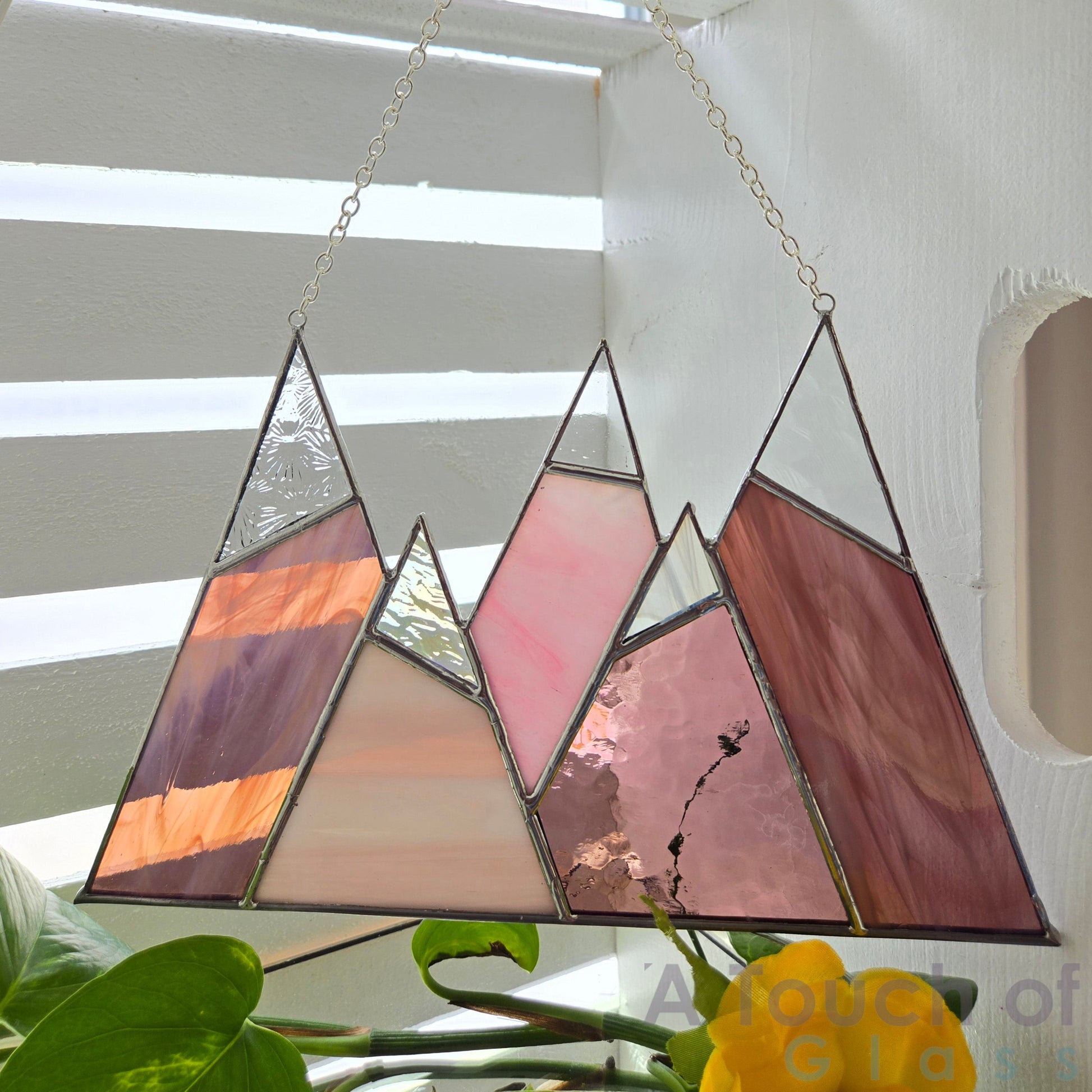Purple hanging mountain. 14cm tall and 23cm long (5.5"x9").