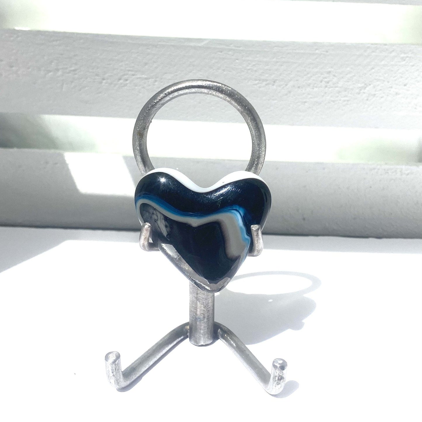 Glass Hearts with Metal Figurine